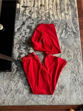 Fashion Nova Red Women's Two-Piece Top & Leggings Set